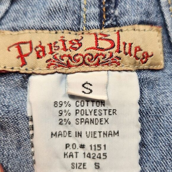 Vintage Y2k Paris Blues Jean Jacket 90s Denim Blazer Blue Faded Fitted Burnout S - Picture 8 of 11